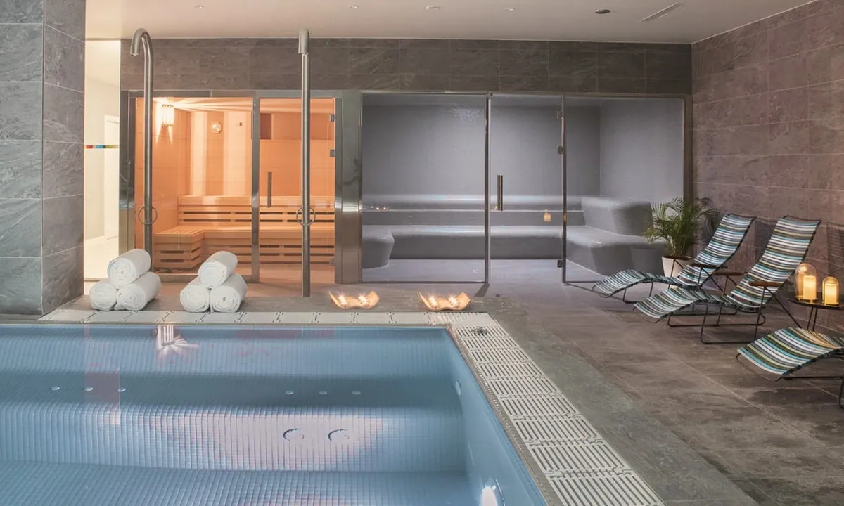 Pool with the sauna in the background